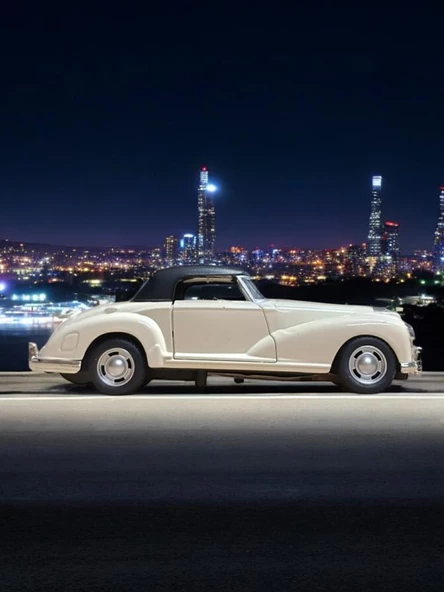 Nostaljik Klasik Metal Çek Bırak Araba Beyaz Kapılar Açılır ( 1/36 Ölçek ) Mod:2 - 4