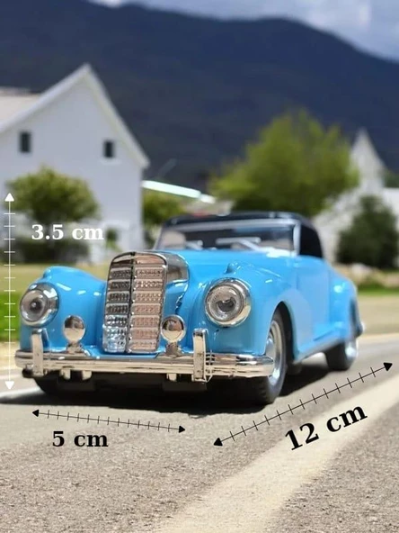 Nostaljik Klasik Metal Çek Bırak Araba Mavi Kapılar Açılır ( 1/36 Ölçek ) Mod:3 - 3