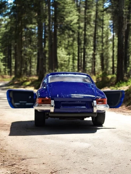 Nostaljik Klasik Metal Çek Bırak Araba Mavi Kapılar Açılır ( 1/36 Ölçek ) Mod:4 - 6