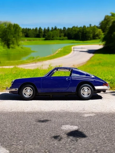 Nostaljik Klasik Metal Çek Bırak Araba Mavi Kapılar Açılır ( 1/36 Ölçek ) Mod:4 - 7