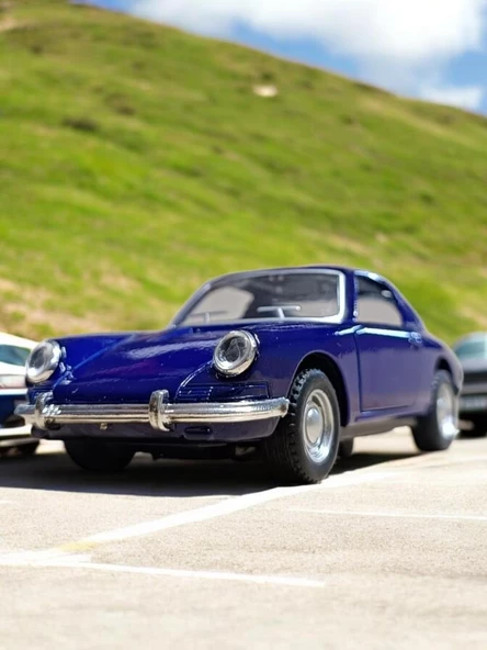 Nostaljik Klasik Metal Çek Bırak Araba Mavi Kapılar Açılır ( 1/36 Ölçek ) Mod:4 - 2