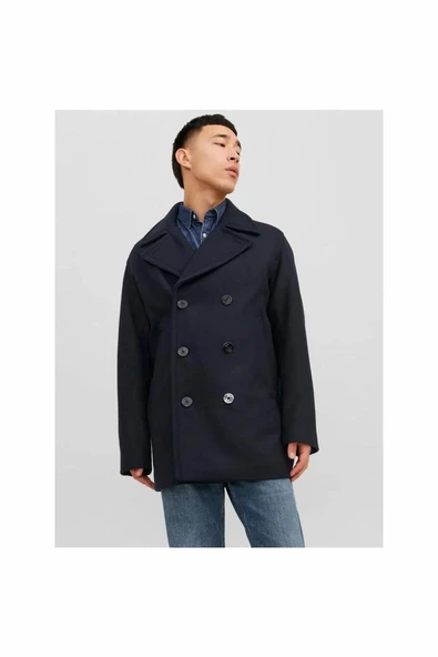 Jack Jones Blucaptaın Wool Pea Coat Erkek Kaşe Kaban 12239479 - 2