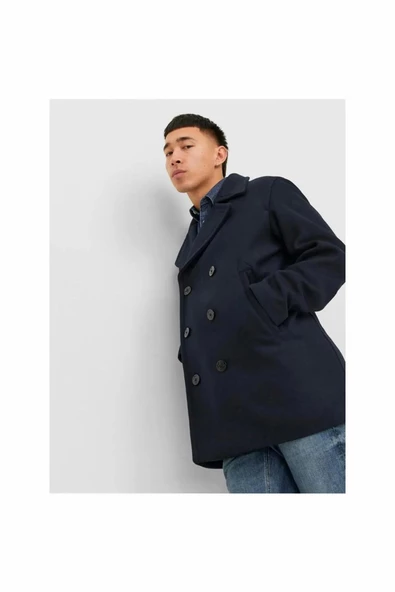 Jack Jones Blucaptaın Wool Pea Coat Erkek Kaşe Kaban 12239479 - 3