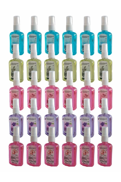 Kolonya -50 ml Sprey - (PET ŞİŞE) 30 Adet (Aqua - Zeytin - Japon Kirazı - Lavanta - Bahar Buketi )