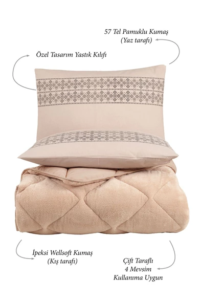 Uykulin Çift Kişilik Wellsoft Uyku Seti Çift Taraflı Lastikli Çarşaflı 4 Yastık Kılıflı 6 Parça Set kahve - 2