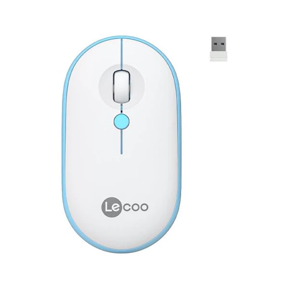 Lecoo WS212 Kablosuz 1600DPI 4 Tuşlu Optik Mouse Beyaz & Mavi