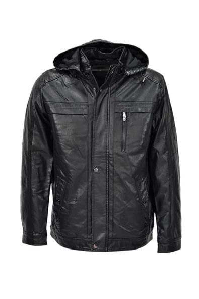 Erkek Suni Deri Kapüşonlu Spor Mont M1212 BGL-ST04017 - Resim 2