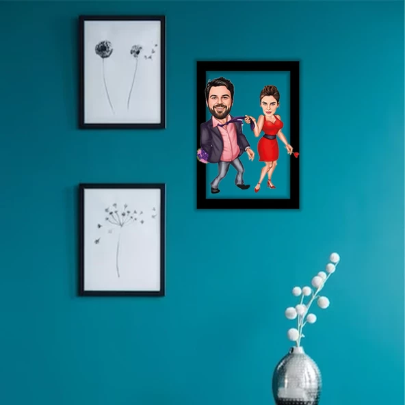 Karikatür Portresi, Aile Portresi, Aile İçin Hediye, Aile Karikatürü, Fotoğraftan Karikatür,2Kişilik Aile Karikatürü, Karikatür - 2