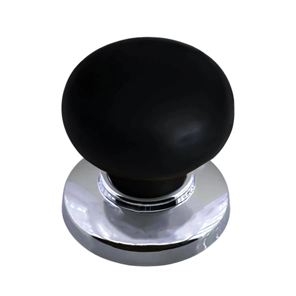 15 Adet Petunya Kulp Siyah Polimer Düğme Kulp Krom Tablalı Mobilya Mutfak Dolabı Çekmece Kulbu Kulpları - Resim 5