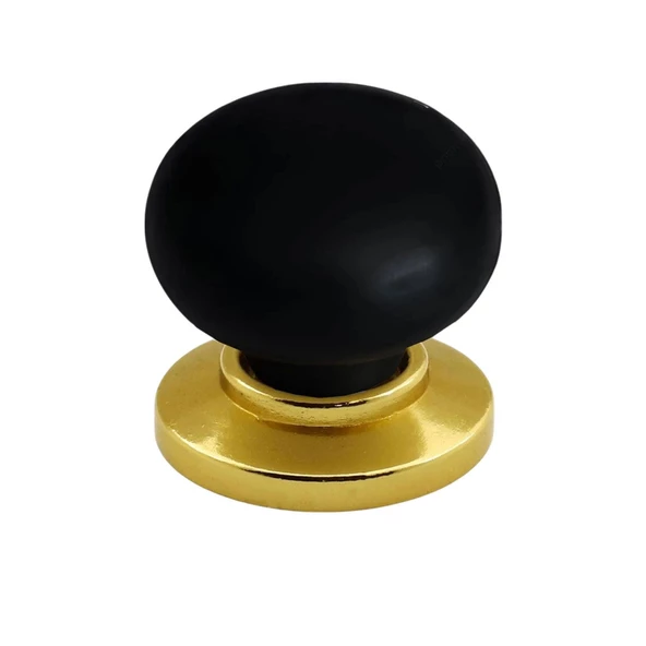 15 Adet Petunya Kulp Siyah Polimer Düğme Kulp Altın Tablalı Mobilya Mutfak Dolabı Çekmece Kulbu Kulpları - Resim 5