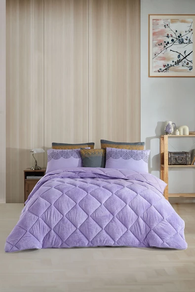 Uykulin Çift Kişilik Wellsoft Uyku Seti Çift Taraflı Lastikli Çarşaflı 4 Yastık Kılıflı 6 Parça Set lila - 2