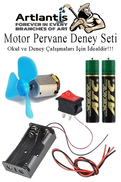 Pervane Motor Deney Seti 1 Paket Dc Motor Anahtar Pil Yatağı Pervane Pil İletken Kablo Okul Deney Seti - 4