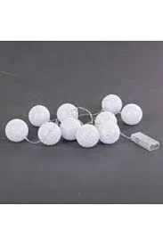 10'lu Işıklı Beyaz Top Dekoratif Aydınlatma Süs ürün görseli
