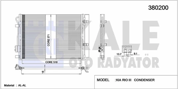 KLIMA KONDANSER RIO III  530x371x16  - KALE 380200