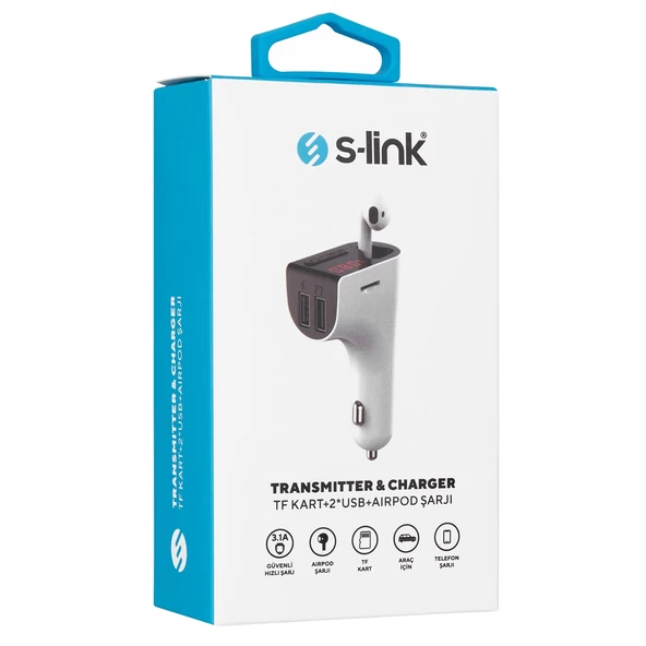Fm Transmitter Bluetooth Sd Destekli Ve Bluetooth Kulaklık S-Link SL-BT245 - 3