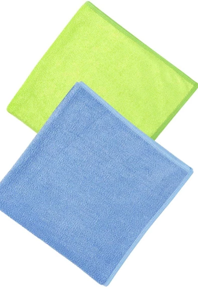 SİLVER HOME Universal Parlak Doku 2li Mikrofiber 40x40cm Temizlik Bezi - Mavi/yeşil - 2