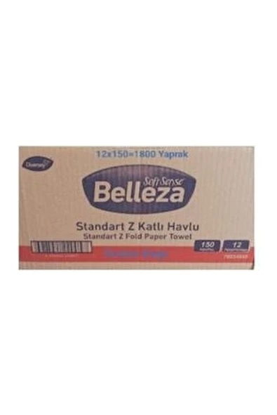 BELLEZA Standart Z Katlı Kağıt Havlu Dispanser Katlama 150 Yaprak 20,5x21,5 Cm X 12 - 2