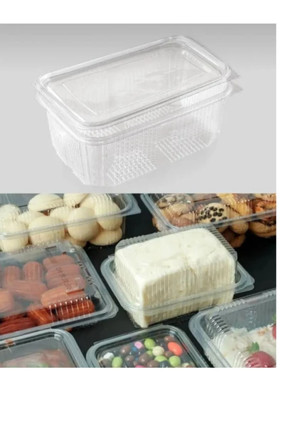 Tusemix Plastik Sızdırmaz Kap 375 Gr Cc Kapaklı Şeffaf Kase 50 Adet - 2