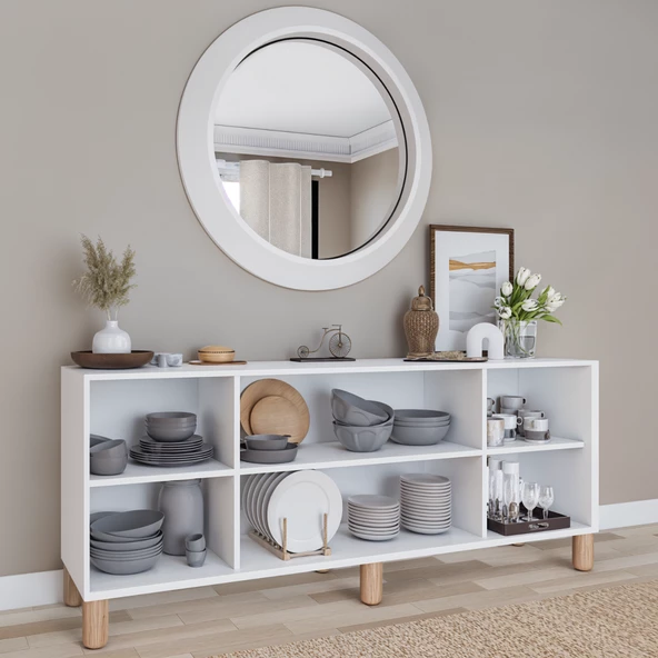 Midoser Natura Kapaklı Aynasız Bohem Ayaklı Konsol Beyaz 180 Cm. - 4