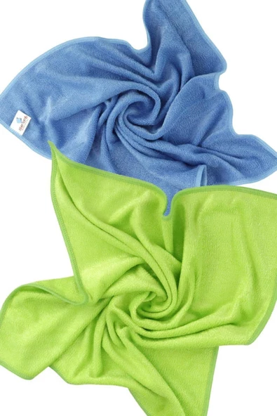 SİLVER HOME Universal Parlak Doku 2li Mikrofiber 40x40cm Temizlik Bezi - Mavi/yeşil
