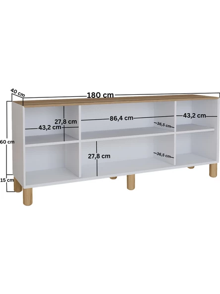 Midoser Bohem Serisi Natura Mat Beyaz - Açık Ceviz Konsol - 5