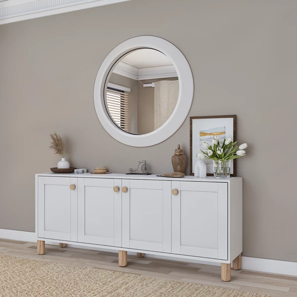 Midoser Natura Kapaklı Aynasız Bohem Ayaklı Konsol Beyaz 180 Cm. - 2