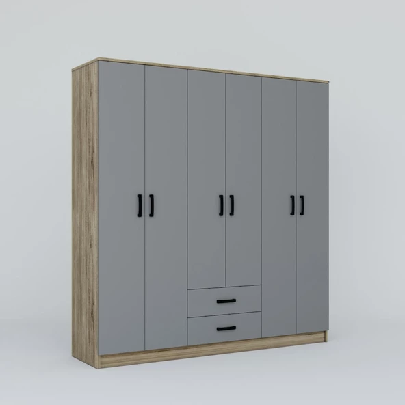 Midoser Yaman Luna-Keçe 6 Kapaklı 2 Çekmeceli Gardırop - 2