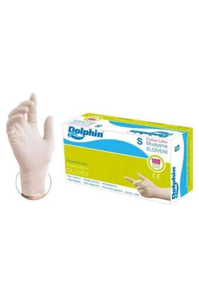 Dolphin S Lateks Pudralı Muayene Eldiven 100 Lü