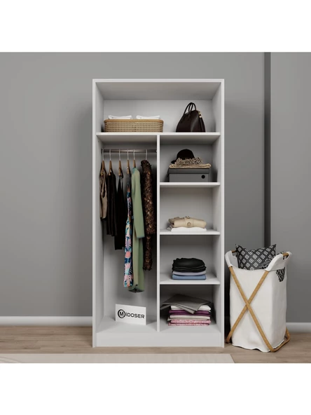 Midoser Lucas 2 Kapaklı Elbise Dolabı Ve Çok Amaçlı Dolap - Mat Beyaz - 3