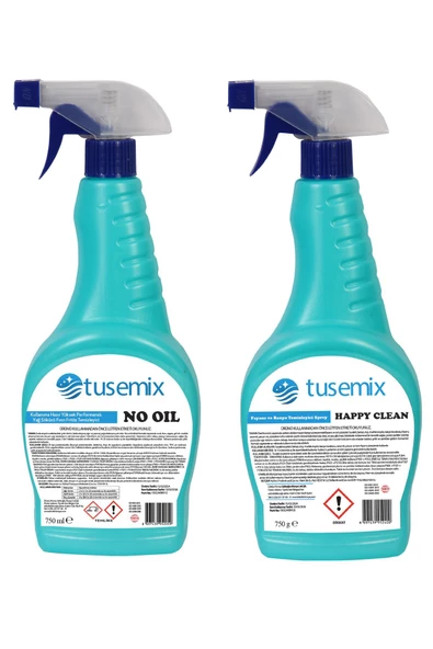 TUSEMİX No Oil Yağ Çözücü 750 ml ve Happy Clean Banyo Fayans 750 ml