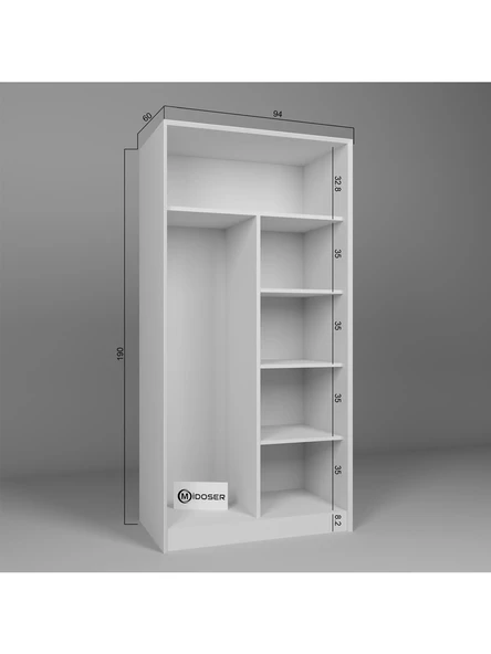 Midoser Lucas 2 Kapaklı Elbise Dolabı Ve Çok Amaçlı Dolap - Mat Beyaz - 5