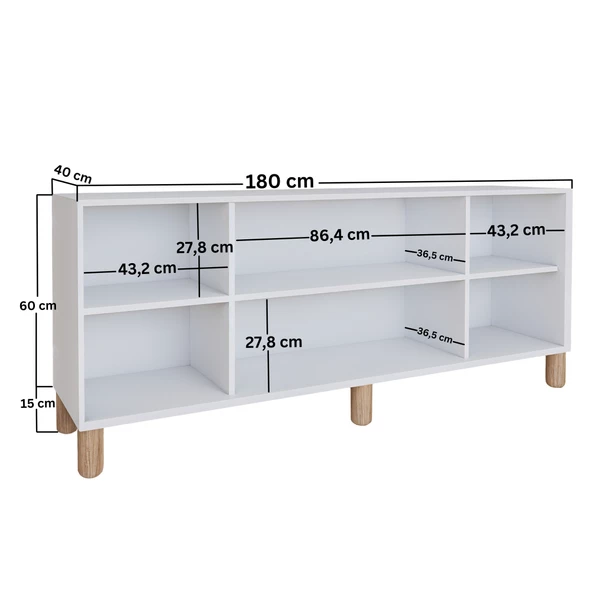 Midoser Natura Kapaklı Aynasız Bohem Ayaklı Konsol Beyaz 180 Cm. - 8