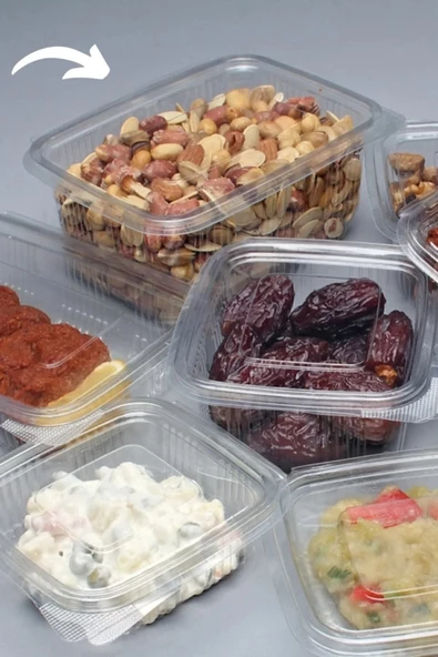 Tusemix Plastik Sızdırmaz Kap 1000 Gr Cc Kullan At Tek Kullanımlık Plastik Kapaklı Kase 50 Adet - 3
