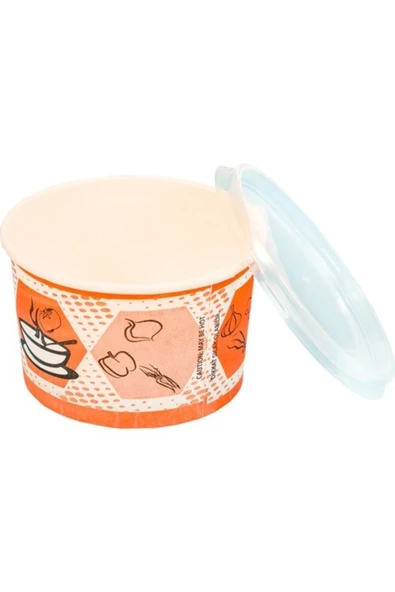 BENCUP 16 Oz Kapaklı Karton Çorba Kasesi 25 Adet