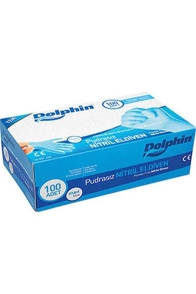 Dolpin 100 Lü Nitril Muayene Eld. Mavi M Pudrasız