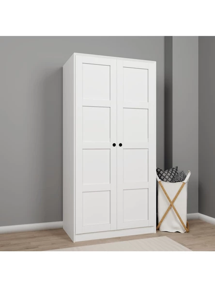 Midoser Lucas 2 Kapaklı Elbise Dolabı Ve Çok Amaçlı Dolap - Mat Beyaz - 2