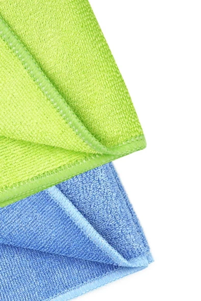 SİLVER HOME Universal Parlak Doku 2li Mikrofiber 40x40cm Temizlik Bezi - Mavi/yeşil - 4