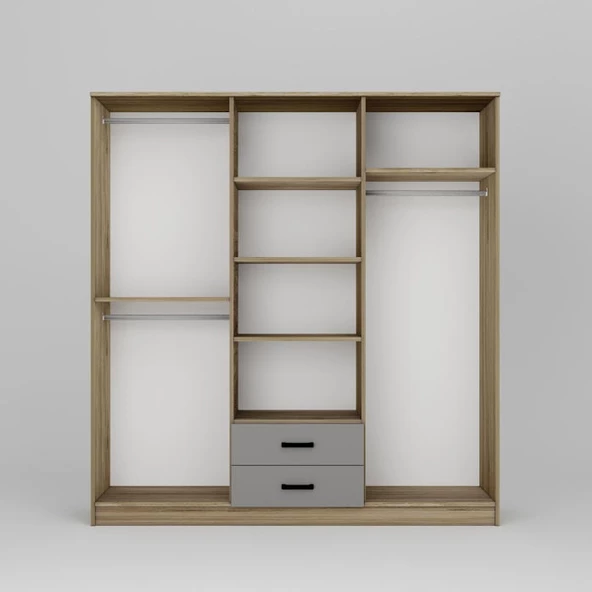 Midoser Yaman Luna-Keçe 6 Kapaklı 2 Çekmeceli Gardırop - 4