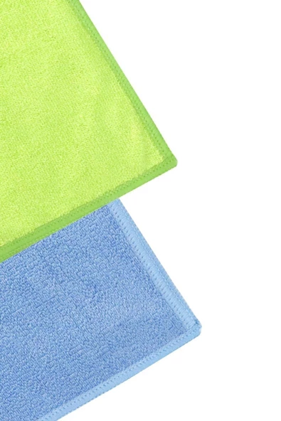 SİLVER HOME Universal Parlak Doku 2li Mikrofiber 40x40cm Temizlik Bezi - Mavi/yeşil - 3
