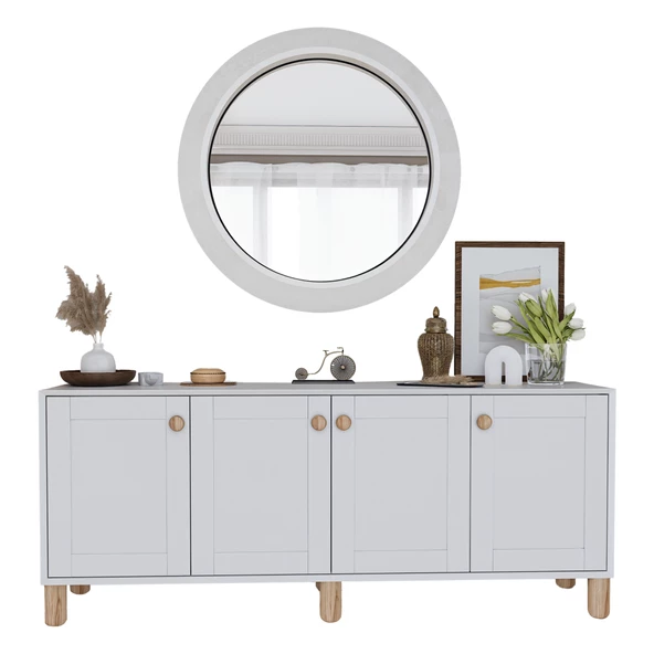 Midoser Natura Kapaklı Aynasız Bohem Ayaklı Konsol Beyaz 180 Cm. - 5