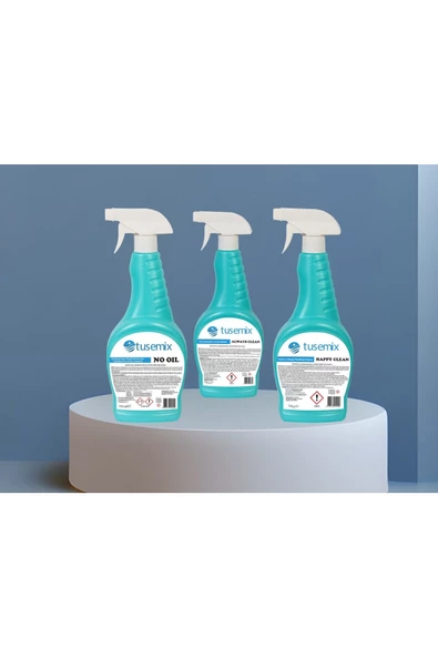 Tusemix Always clean 750 ml Leke Çıkarıcı-No Oil 750 ml Yağ Çözücü-Happy Clean 750 ml Banyo Fayans - 3