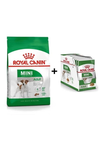 Royal Canin Mini Adult Köpek Maması 2 Kg + 12 Adet Yaş Mama