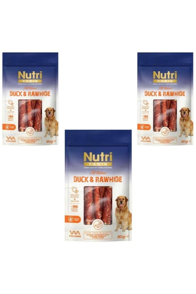 Nutri Canin Rawhide Ördek Eti Sarılı Kemik Köpek Ödülü 80 Gr x 3 Adet