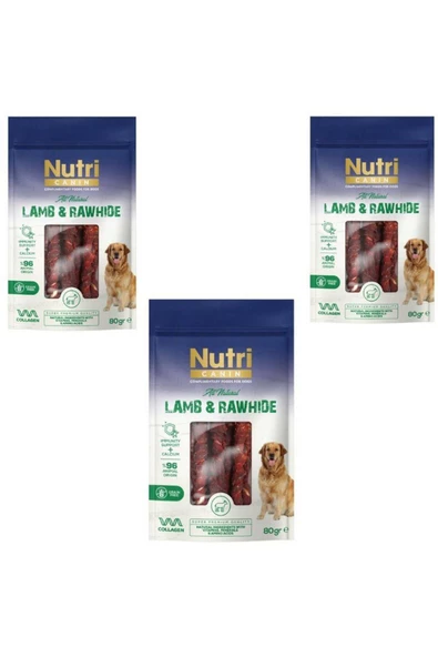 Nutri Canin Rawhide Kuzu Eti Sarılı Kemik Köpek Ödülü 80 Gr x 3 Adet