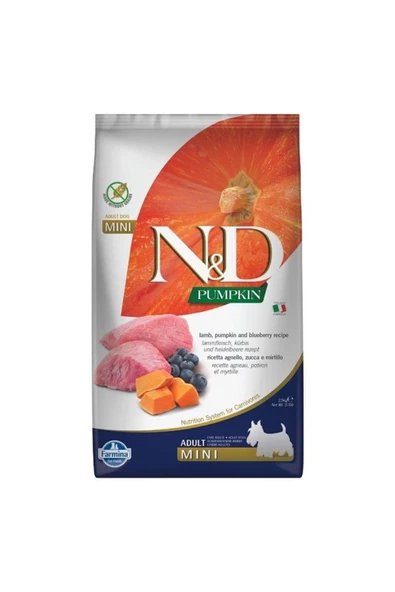 N&D Pumpkin Tahılsız Kuzu & Yabanmersini Küçük Irk Yetişkin Köpek Maması 2,5 Kg