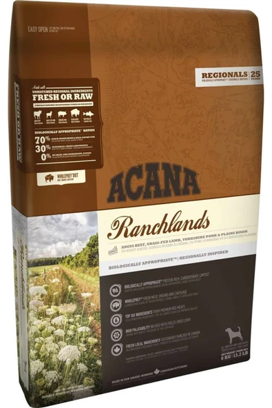 Acana Ranchlands Tahılsız Sığır Ve Kuzu Etli Köpek Maması 11,4 Kg