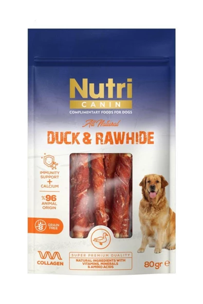 Nutri Canin Rawhide Ördek Eti Sarılı Kemik Köpek Ödülü 80 Gr