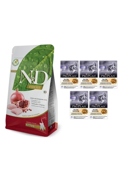 N&D Kitten 1,5kg. 5 Adet Pro Plan Nutri Savour Junior Pouch Yaş Mama 85gr