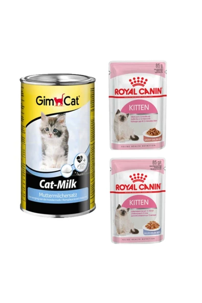 Gimcat Süt Tozu Cat-milk 200gr + Royal Canin 2 Adet Kitten Pouch Yaş Mama 85gr