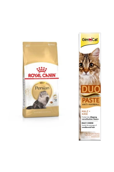 Royal Canin Persian Iran Yetişkin Kuru Kedi Maması 2 kg + Gimcat Duo Paste Peynirli Anti-hairball Malt 50 gr